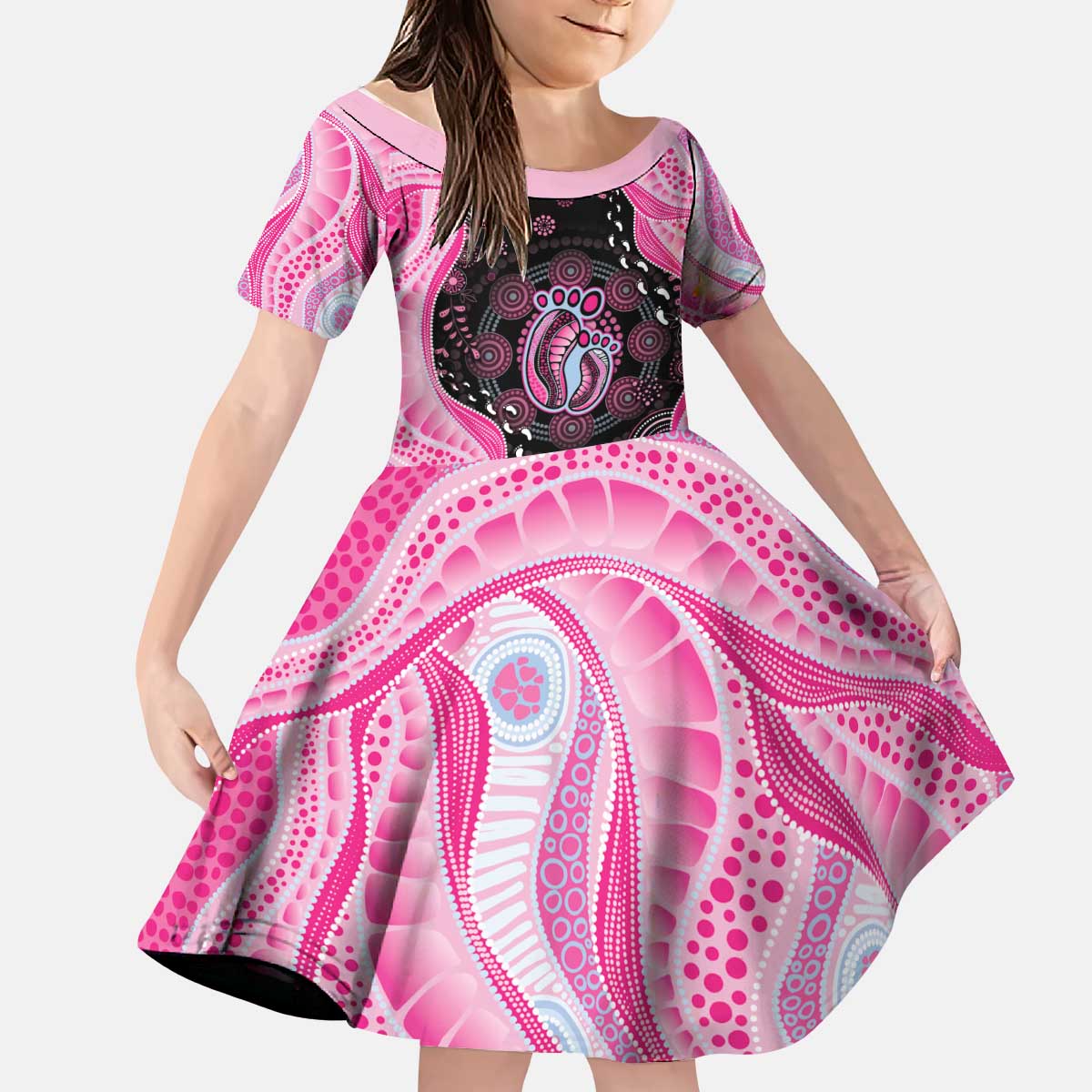 Australia Mother's Day Kid Short Sleeve Dress Best Mum Ever Pink Version