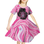 Australia Mother's Day Kid Short Sleeve Dress Best Mum Ever Pink Version