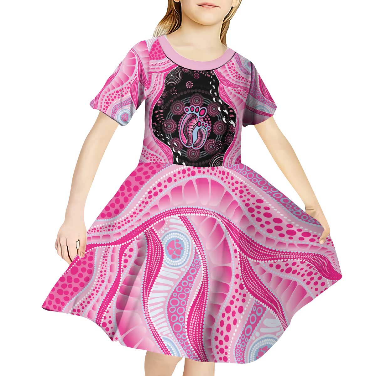 Australia Mother's Day Kid Short Sleeve Dress Best Mum Ever Pink Version