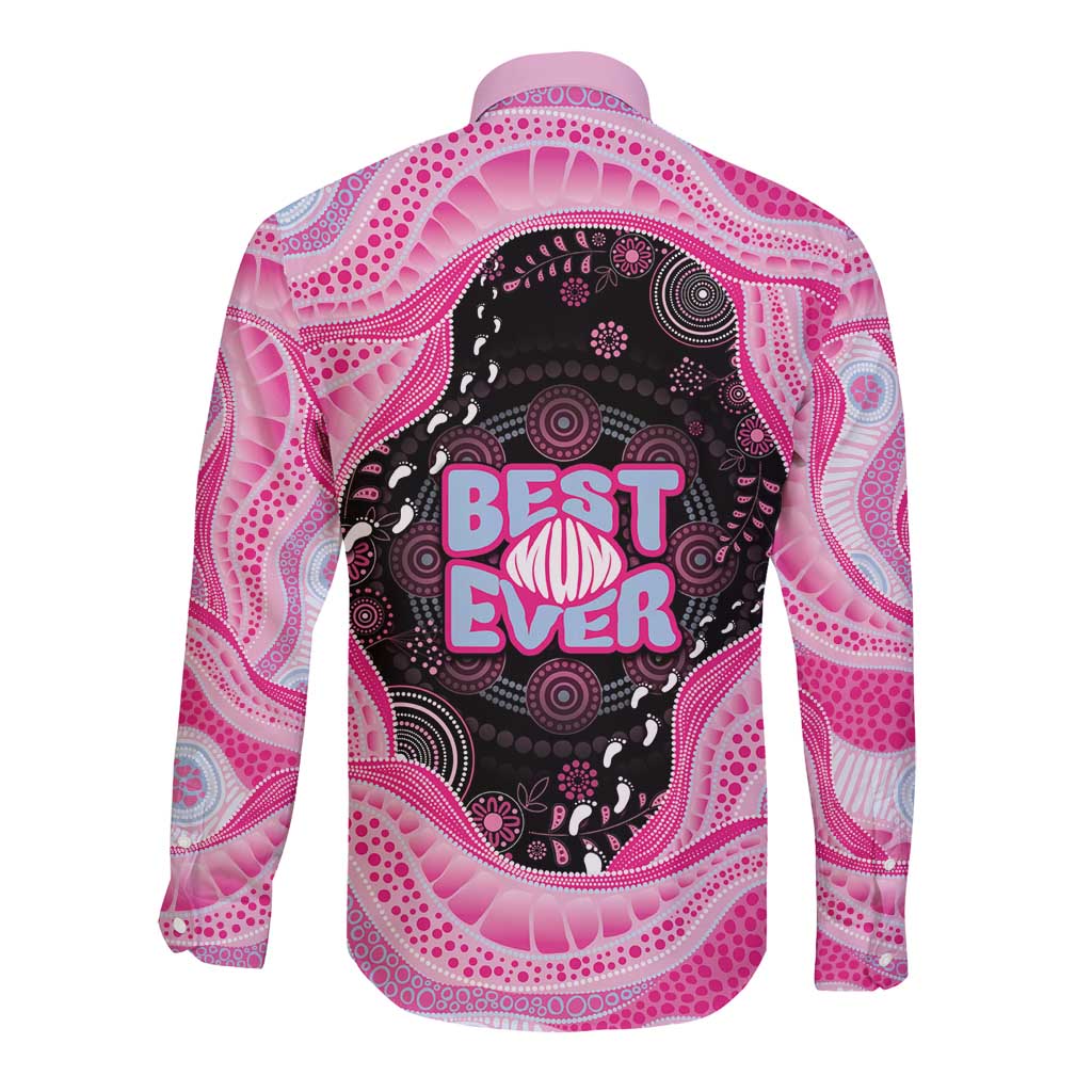 Australia Mother's Day Long Sleeve Button Shirt Best Mum Ever Pink Version