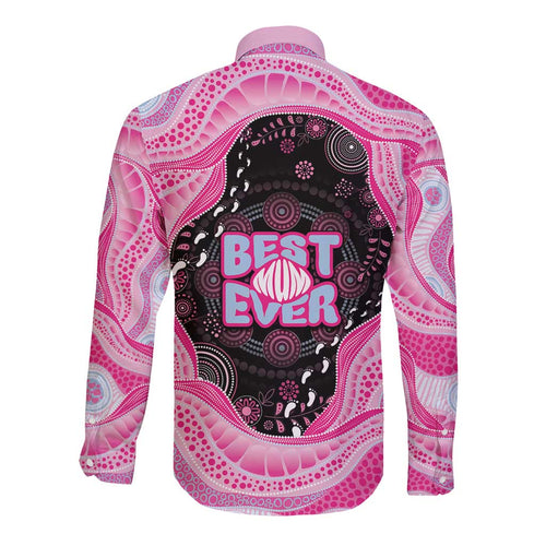 Australia Mother's Day Long Sleeve Button Shirt Best Mum Ever Pink Version