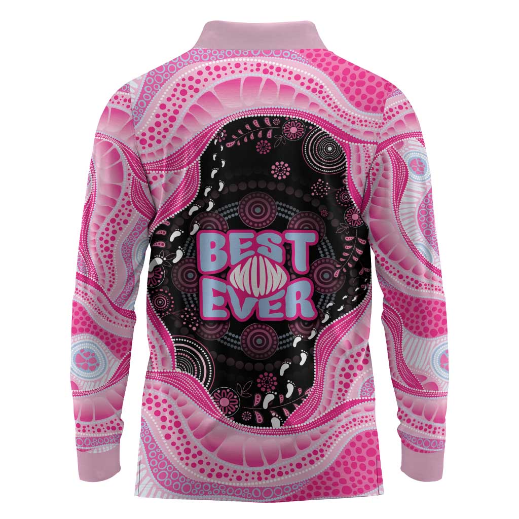 Australia Mother's Day Long Sleeve Polo Shirt Best Mum Ever Pink Version