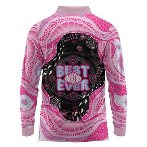 Australia Mother's Day Long Sleeve Polo Shirt Best Mum Ever Pink Version
