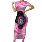 Australia Mother's Day Short Sleeve Bodycon Dress Best Mum Ever Pink Version
