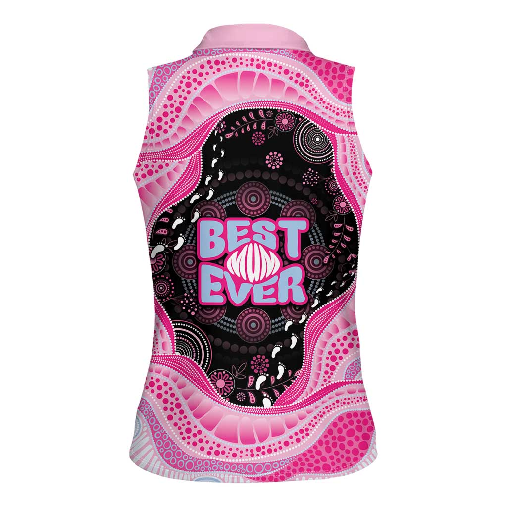 Australia Mother's Day Women Sleeveless Polo Shirt Best Mum Ever Pink Version