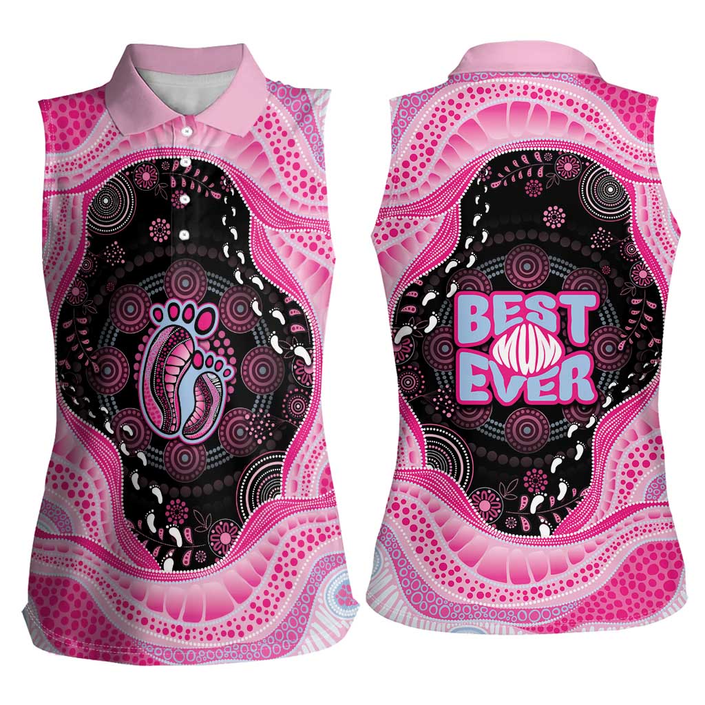 Australia Mother's Day Women Sleeveless Polo Shirt Best Mum Ever Pink Version