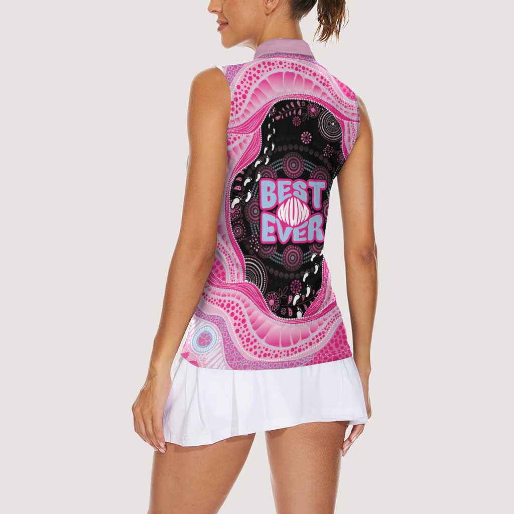 Australia Mother's Day Women Sleeveless Polo Shirt Best Mum Ever Pink Version