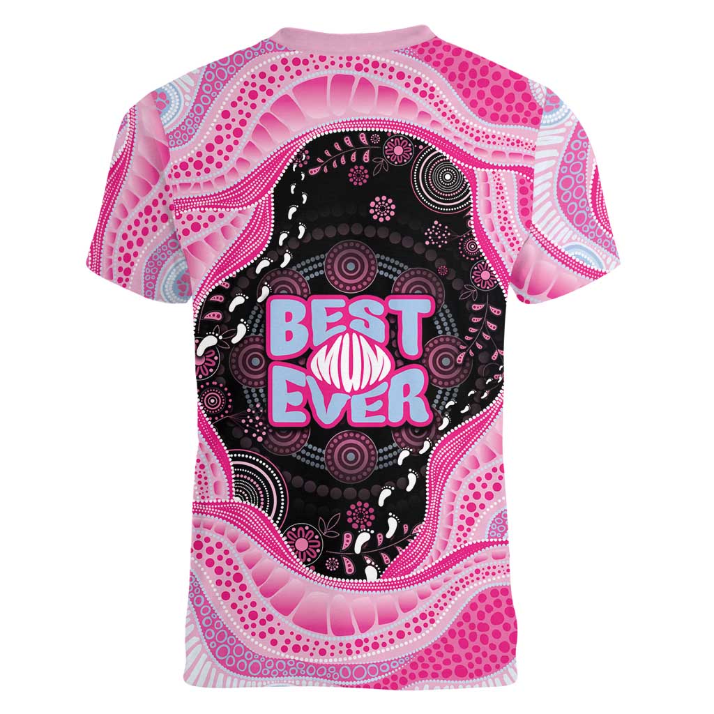 Australia Mother's Day Women V-Neck T-Shirt Best Mum Ever Pink Version