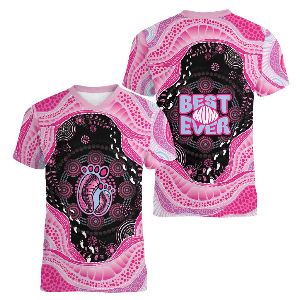 Australia Mother's Day Women V-Neck T-Shirt Best Mum Ever Pink Version