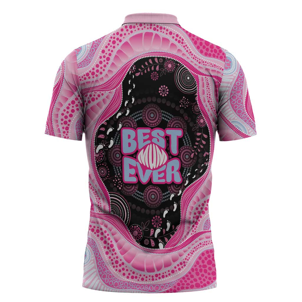 Australia Mother's Day Zipper Polo Shirt Best Mum Ever Pink Version