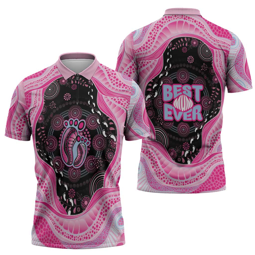 Australia Mother's Day Zipper Polo Shirt Best Mum Ever Pink Version