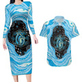 Australia Mother's Day Couples Matching Long Sleeve Bodycon Dress and Hawaiian Shirt Best Mum Ever Blue Version