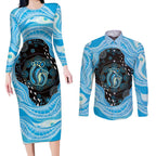 Australia Mother's Day Couples Matching Long Sleeve Bodycon Dress and Long Sleeve Button Shirt Best Mum Ever Blue Version