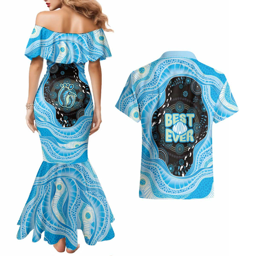 Australia Mother's Day Couples Matching Mermaid Dress and Hawaiian Shirt Best Mum Ever Blue Version