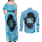 Australia Mother's Day Couples Matching Off Shoulder Maxi Dress and Long Sleeve Button Shirt Best Mum Ever Blue Version