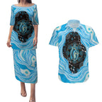 Australia Mother's Day Couples Matching Puletasi and Hawaiian Shirt Best Mum Ever Blue Version