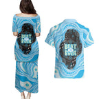 Australia Mother's Day Couples Matching Puletasi and Hawaiian Shirt Best Mum Ever Blue Version