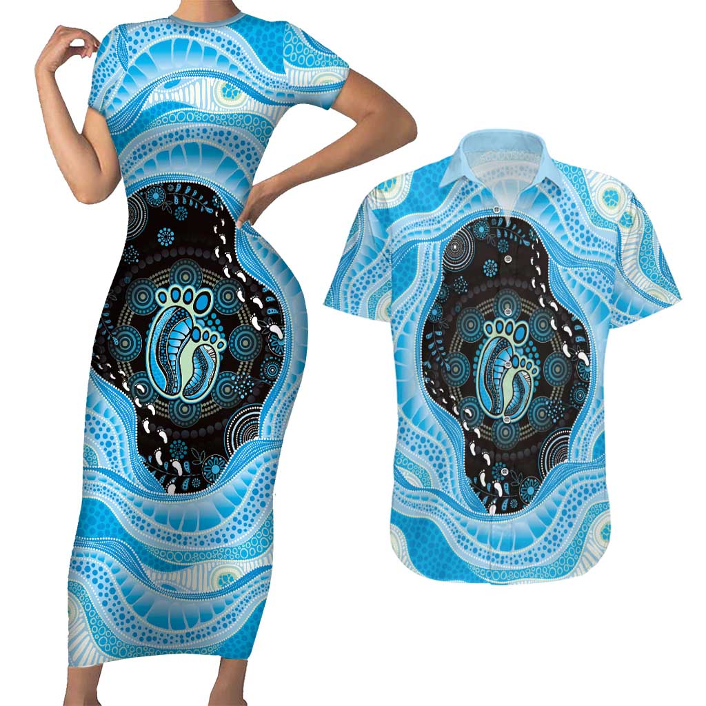Australia Mother's Day Couples Matching Short Sleeve Bodycon Dress and Hawaiian Shirt Best Mum Ever Blue Version