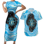 Australia Mother's Day Couples Matching Short Sleeve Bodycon Dress and Hawaiian Shirt Best Mum Ever Blue Version