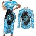 Australia Mother's Day Couples Matching Short Sleeve Bodycon Dress and Long Sleeve Button Shirt Best Mum Ever Blue Version