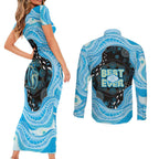 Australia Mother's Day Couples Matching Short Sleeve Bodycon Dress and Long Sleeve Button Shirt Best Mum Ever Blue Version