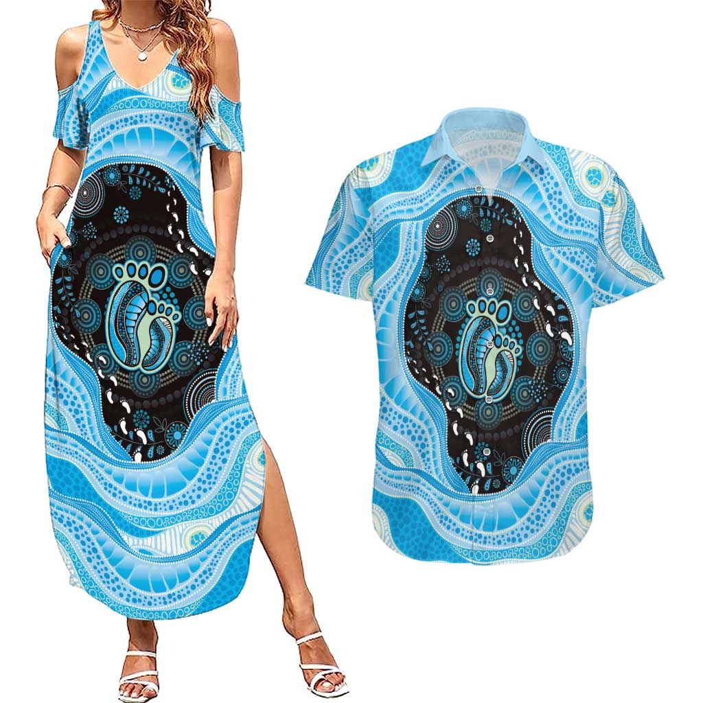 Australia Mother's Day Couples Matching Summer Maxi Dress and Hawaiian Shirt Best Mum Ever Blue Version