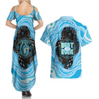Australia Mother's Day Couples Matching Summer Maxi Dress and Hawaiian Shirt Best Mum Ever Blue Version