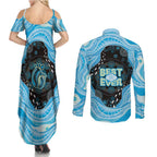 Australia Mother's Day Couples Matching Summer Maxi Dress and Long Sleeve Button Shirt Best Mum Ever Blue Version