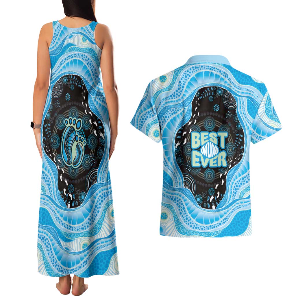 Australia Mother's Day Couples Matching Tank Maxi Dress and Hawaiian Shirt Best Mum Ever Blue Version