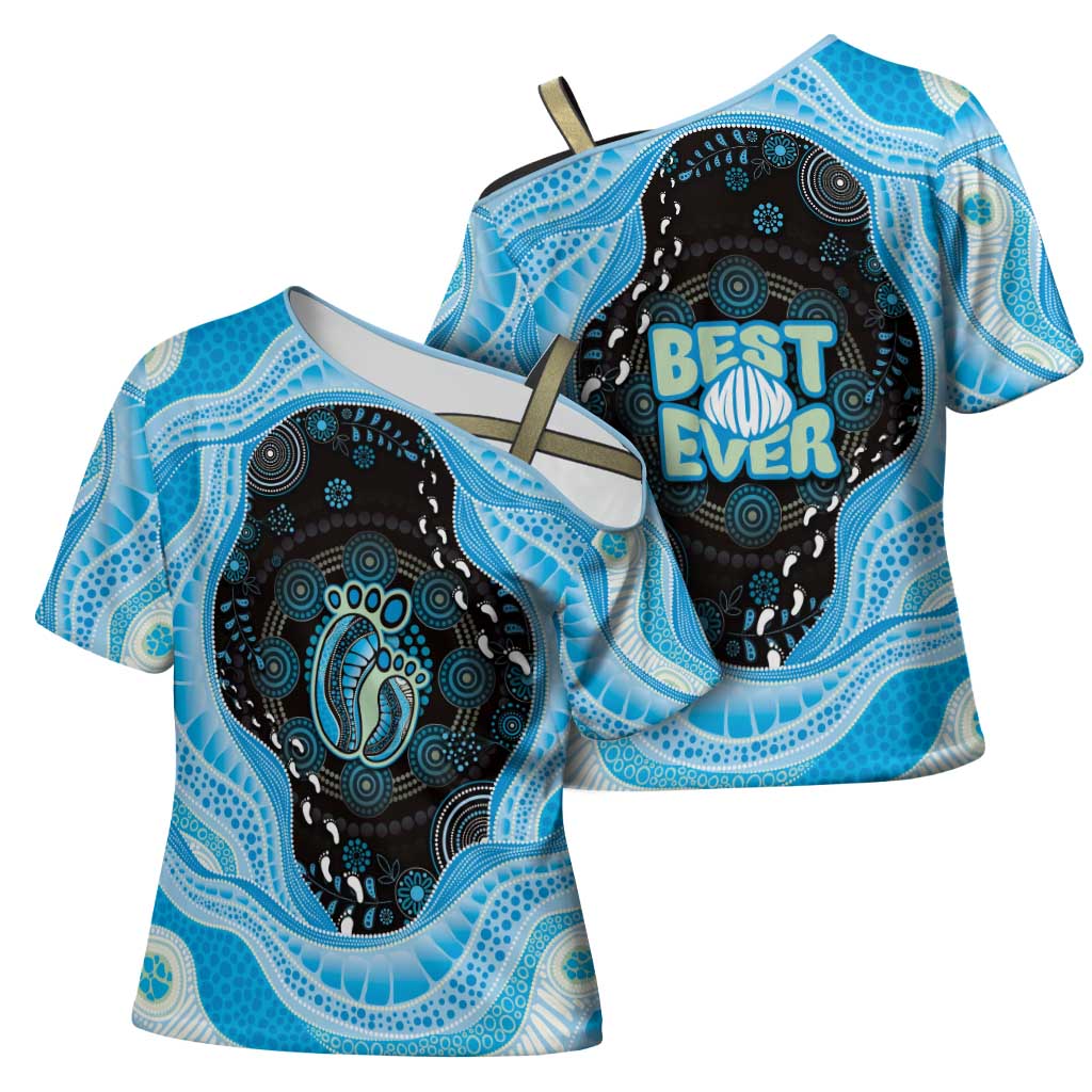 Australia Mother's Day Cross Shoulder Shirt Best Mum Ever Blue Version