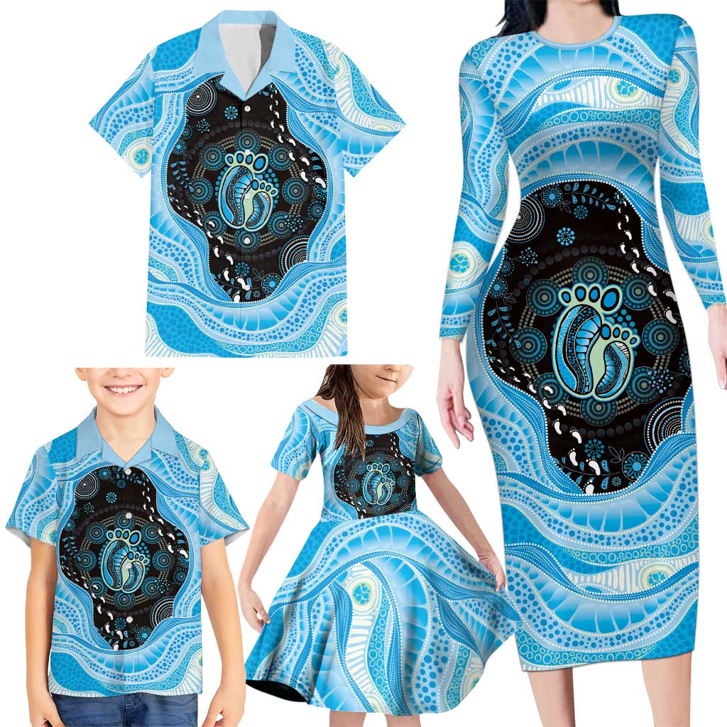 Australia Mother's Day Family Matching Long Sleeve Bodycon Dress and Hawaiian Shirt Best Mum Ever Blue Version