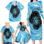 Australia Mother's Day Family Matching Long Sleeve Bodycon Dress and Hawaiian Shirt Best Mum Ever Blue Version