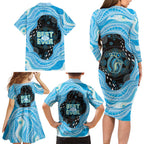 Australia Mother's Day Family Matching Long Sleeve Bodycon Dress and Hawaiian Shirt Best Mum Ever Blue Version