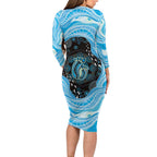Australia Mother's Day Family Matching Long Sleeve Bodycon Dress and Hawaiian Shirt Best Mum Ever Blue Version