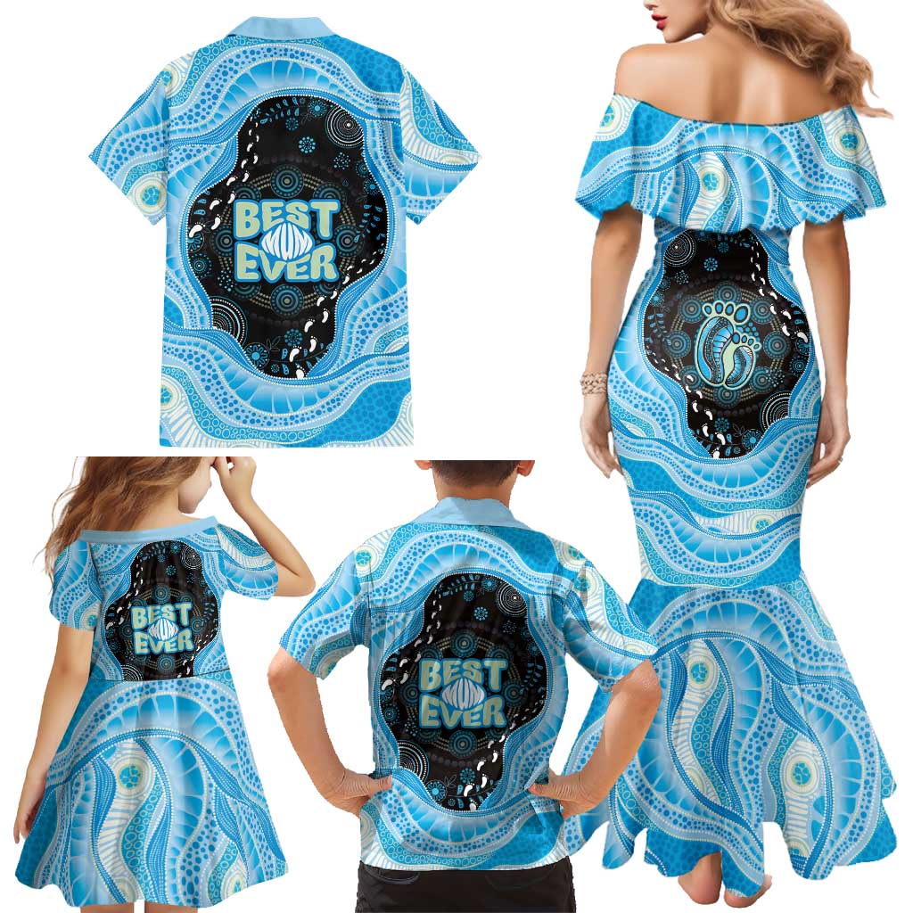 Australia Mother's Day Family Matching Mermaid Dress and Hawaiian Shirt Best Mum Ever Blue Version