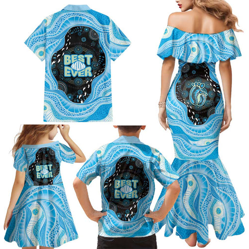 Australia Mother's Day Family Matching Mermaid Dress and Hawaiian Shirt Best Mum Ever Blue Version
