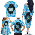 Australia Mother's Day Family Matching Off The Shoulder Long Sleeve Dress and Hawaiian Shirt Best Mum Ever Blue Version