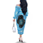 Australia Mother's Day Family Matching Off The Shoulder Long Sleeve Dress and Hawaiian Shirt Best Mum Ever Blue Version