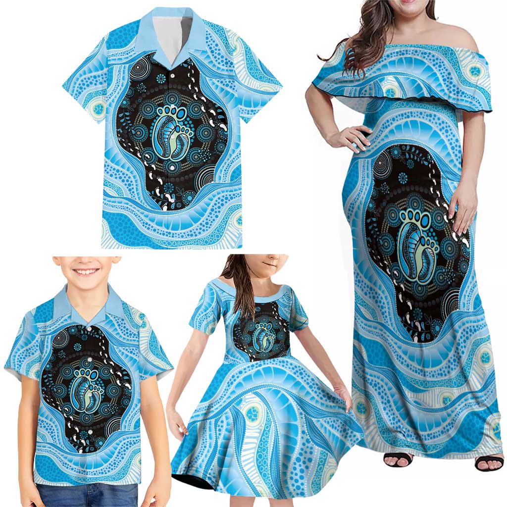 Australia Mother's Day Family Matching Off Shoulder Maxi Dress and Hawaiian Shirt Best Mum Ever Blue Version