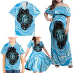Australia Mother's Day Family Matching Off Shoulder Maxi Dress and Hawaiian Shirt Best Mum Ever Blue Version