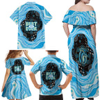 Australia Mother's Day Family Matching Off Shoulder Maxi Dress and Hawaiian Shirt Best Mum Ever Blue Version