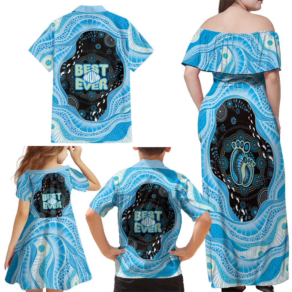 Australia Mother's Day Family Matching Off Shoulder Maxi Dress and Hawaiian Shirt Best Mum Ever Blue Version