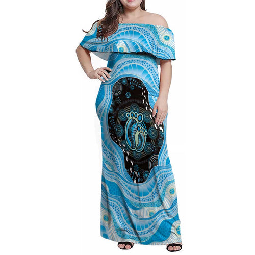 Australia Mother's Day Family Matching Off Shoulder Maxi Dress and Hawaiian Shirt Best Mum Ever Blue Version