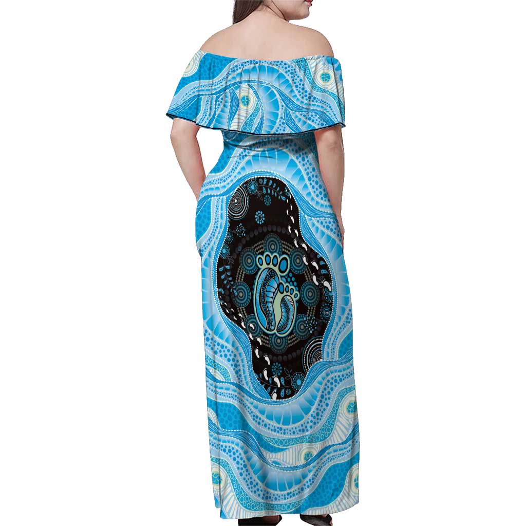 Australia Mother's Day Family Matching Off Shoulder Maxi Dress and Hawaiian Shirt Best Mum Ever Blue Version
