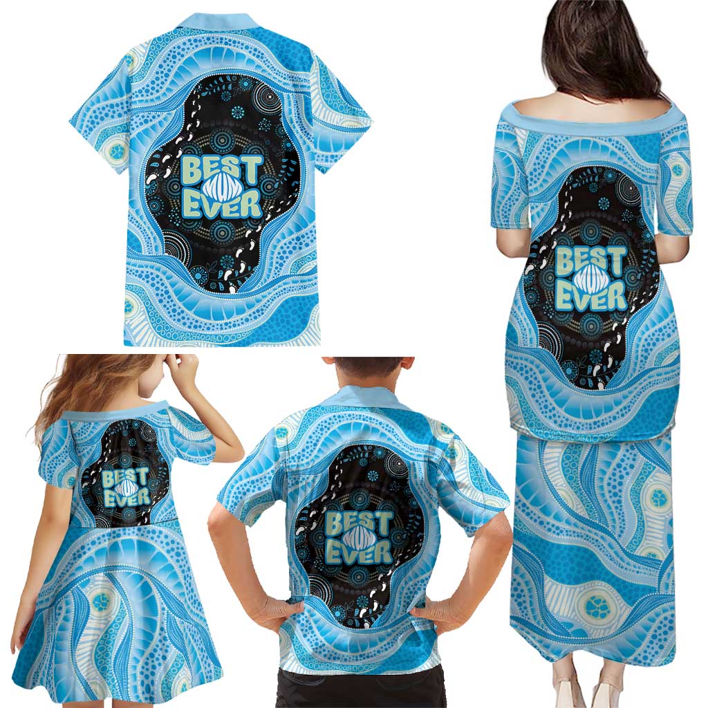 Australia Mother's Day Family Matching Puletasi and Hawaiian Shirt Best Mum Ever Blue Version