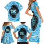 Australia Mother's Day Family Matching Short Sleeve Bodycon Dress and Hawaiian Shirt Best Mum Ever Blue Version