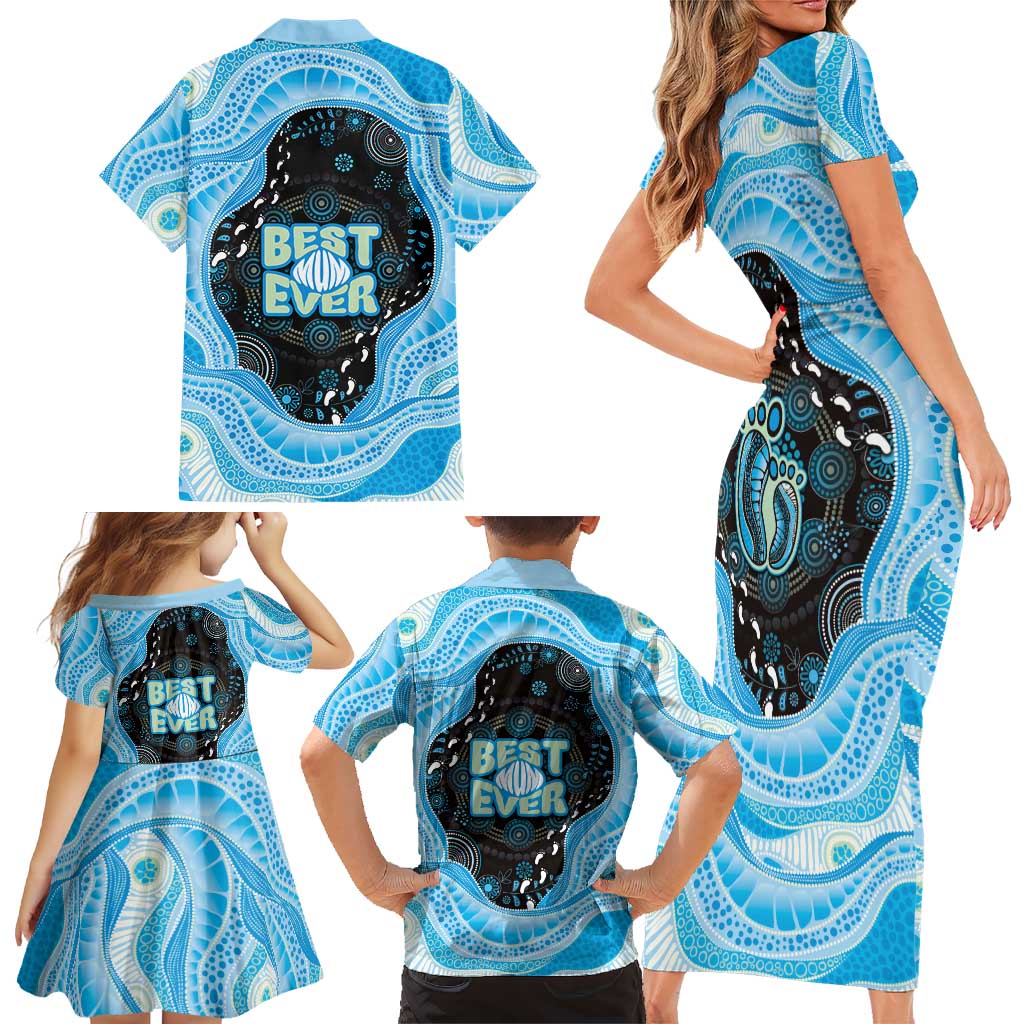 Australia Mother's Day Family Matching Short Sleeve Bodycon Dress and Hawaiian Shirt Best Mum Ever Blue Version