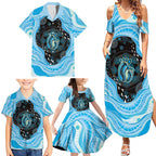 Australia Mother's Day Family Matching Summer Maxi Dress and Hawaiian Shirt Best Mum Ever Blue Version