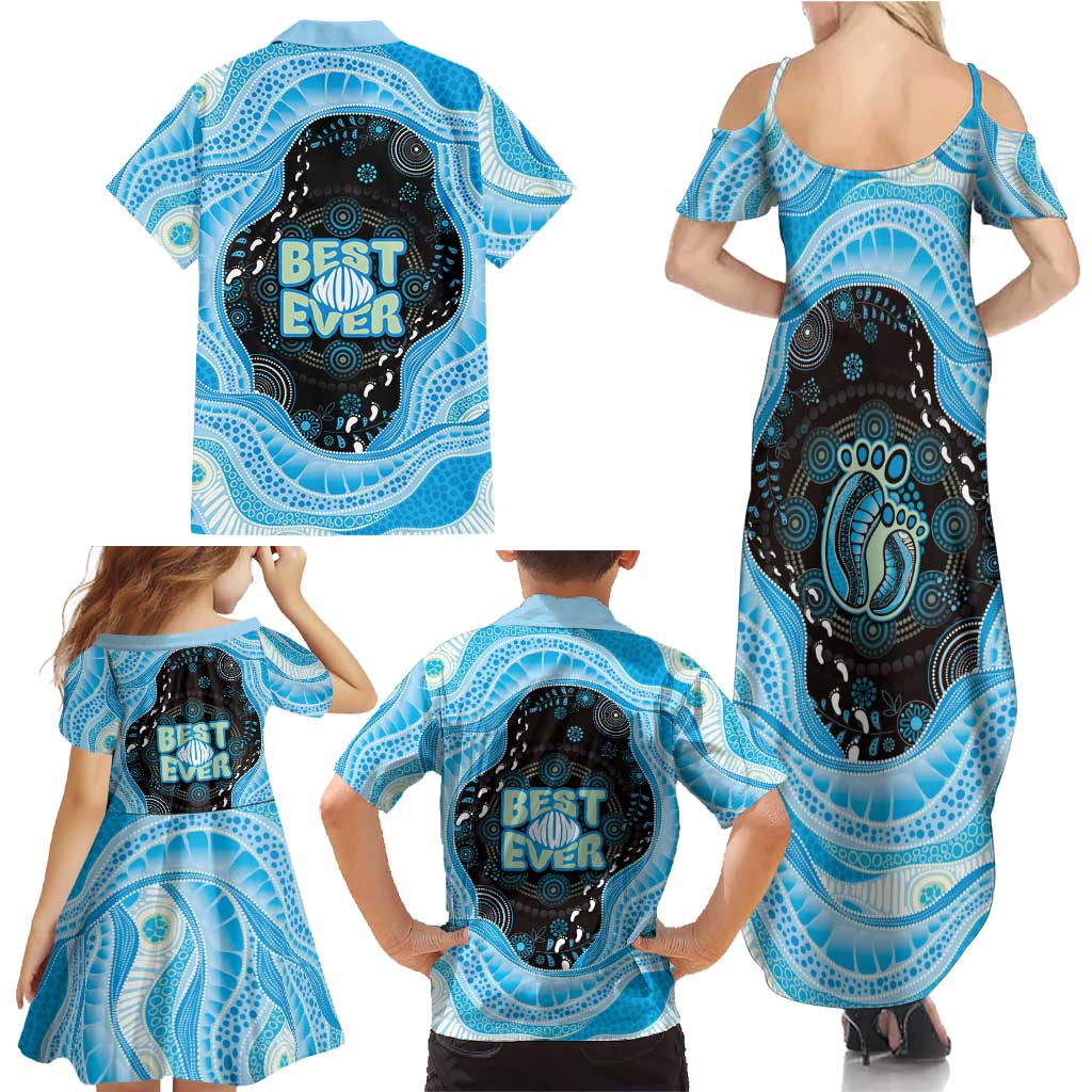 Australia Mother's Day Family Matching Summer Maxi Dress and Hawaiian Shirt Best Mum Ever Blue Version