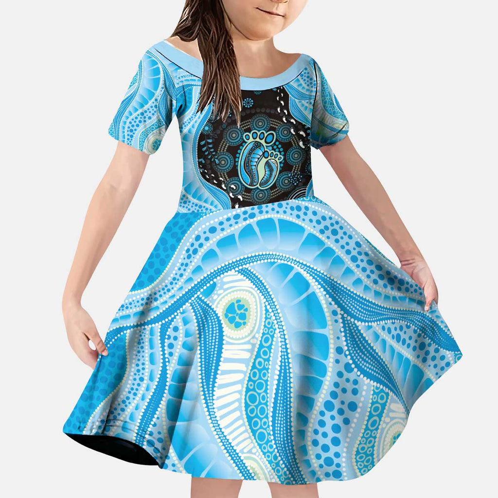Australia Mother's Day Kid Short Sleeve Dress Best Mum Ever Blue Version